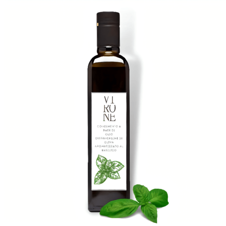 Włoska oliwa smakowa z bazylią na białym tle